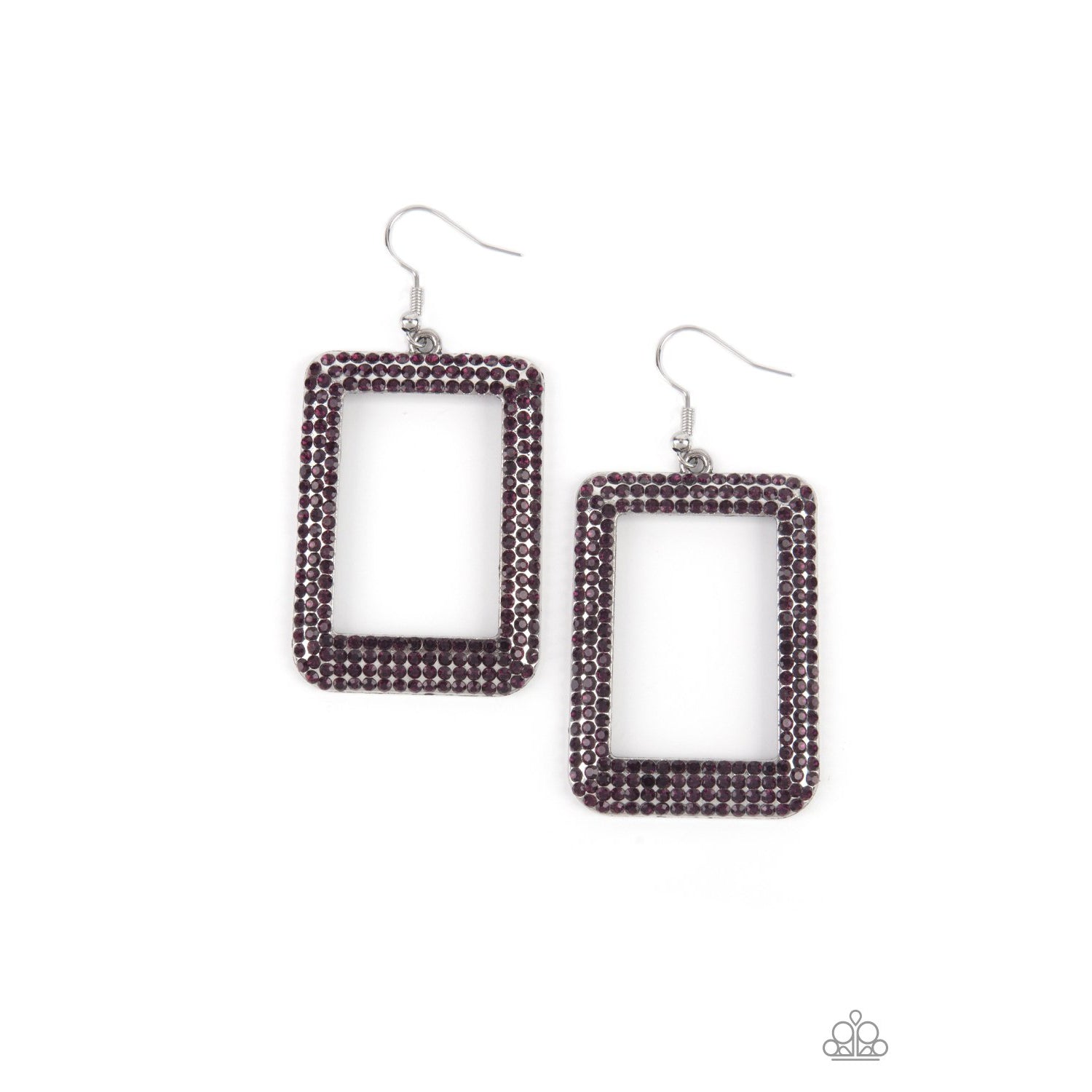 World FRAME-ous - Purple Rhinestone Earrings - Paparazzi Accessories - GlaMarous Titi Jewels
