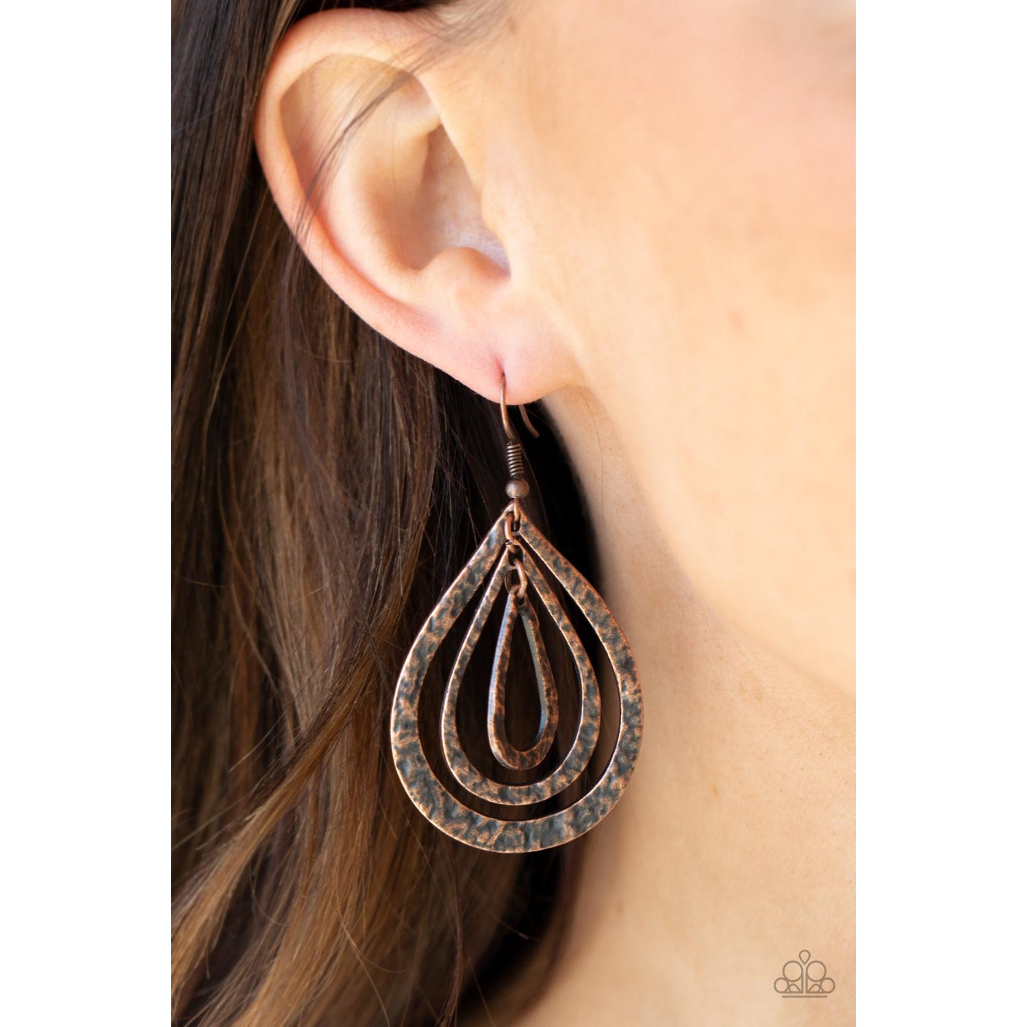 Plains Pathfinder - Copper Teardrop Earrings - Paparazzi Accessories - GlaMarous Titi Jewels