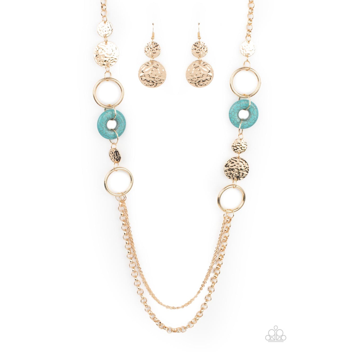 Grounded Glamour - Gold and Turquoise Necklace - Paparazzi Accessories - GlaMarous Titi Jewels