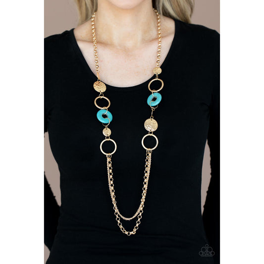 Grounded Glamour - Gold and Turquoise Necklace - Paparazzi Accessories - GlaMarous Titi Jewels