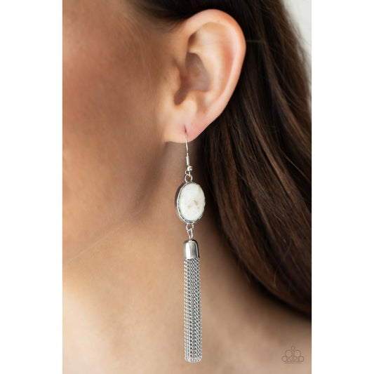 Oceanic Opalescence - White Earrings - Paparazzi Accessories - GlaMarous Titi Jewels