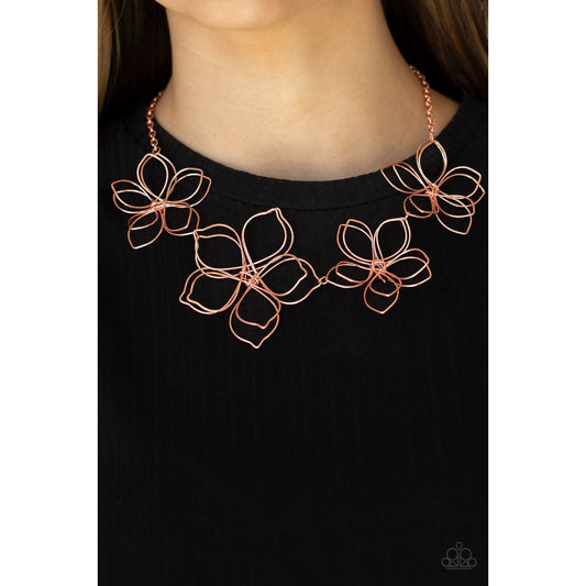 Flower Garden Fashionista - Copper Floral Necklace - Paparazzi Accessories - GlaMarous Titi Jewels