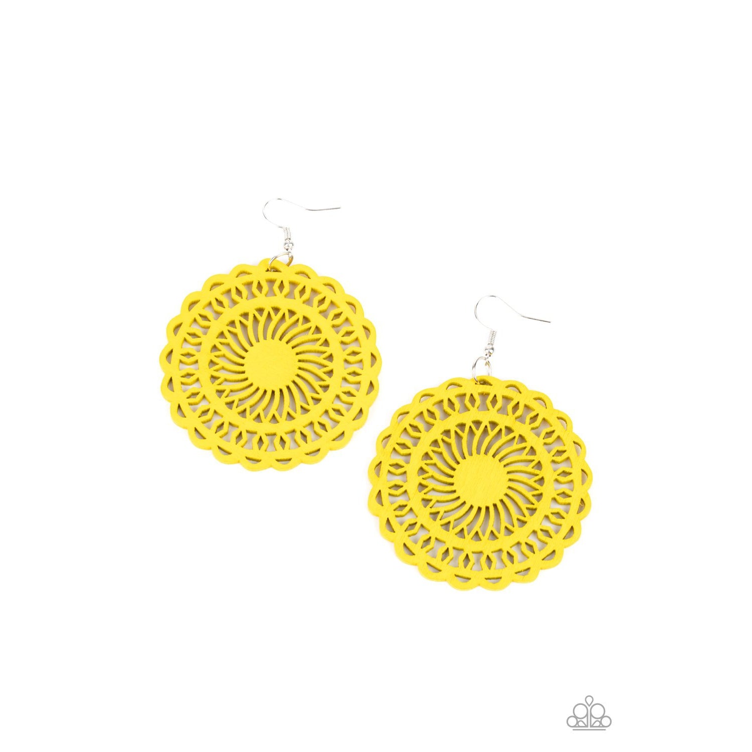 Island Sun - Yellow Wooden Earrings - Paparazzi Accessories - GlaMarous Titi Jewels