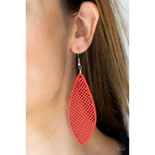 Surf Scene - Red Wooden Earrings - Paparazzi Accessories - GlaMarous Titi Jewels