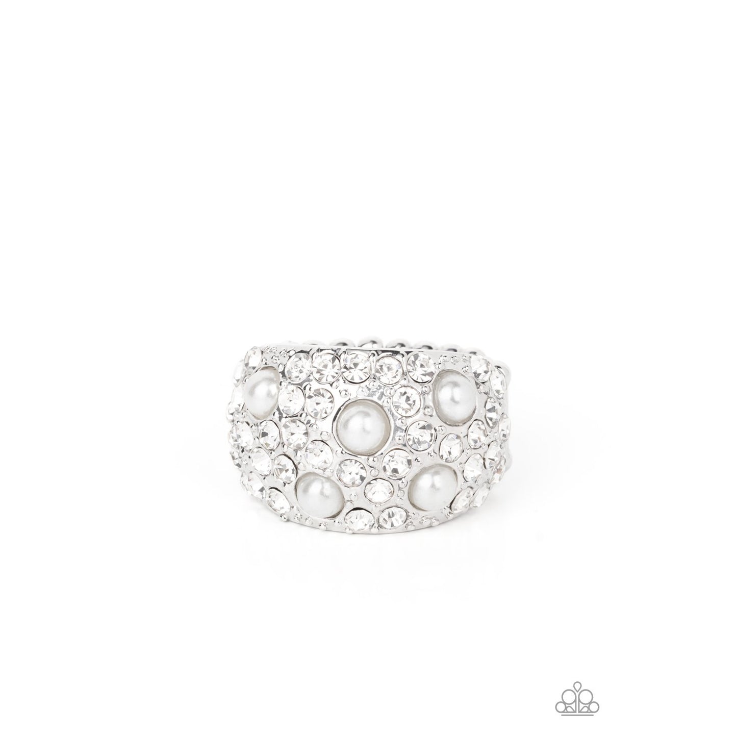 Gatsbys Girl - White Pearl & Rhinestone Ring - Paparazzi Accessories - GlaMarous Titi Jewels