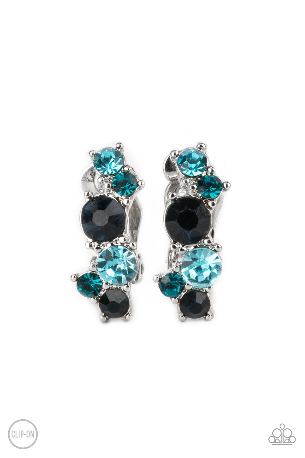 Cosmic Celebration - Blue Rhinestone Clip-On Earrings - Paparazzi Accessories - GlaMarous Titi Jewels