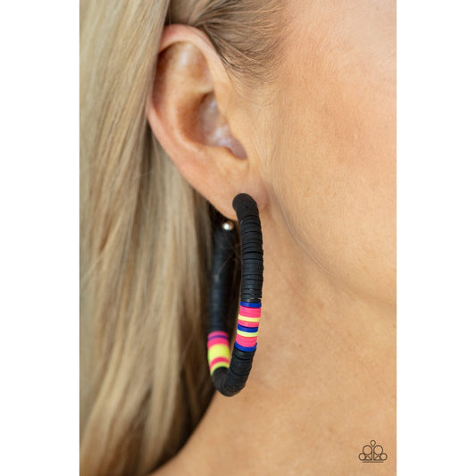 Colorfully Contagious - Black Hoop Earrings - Paparazzi Accessories - GlaMarous Titi Jewels