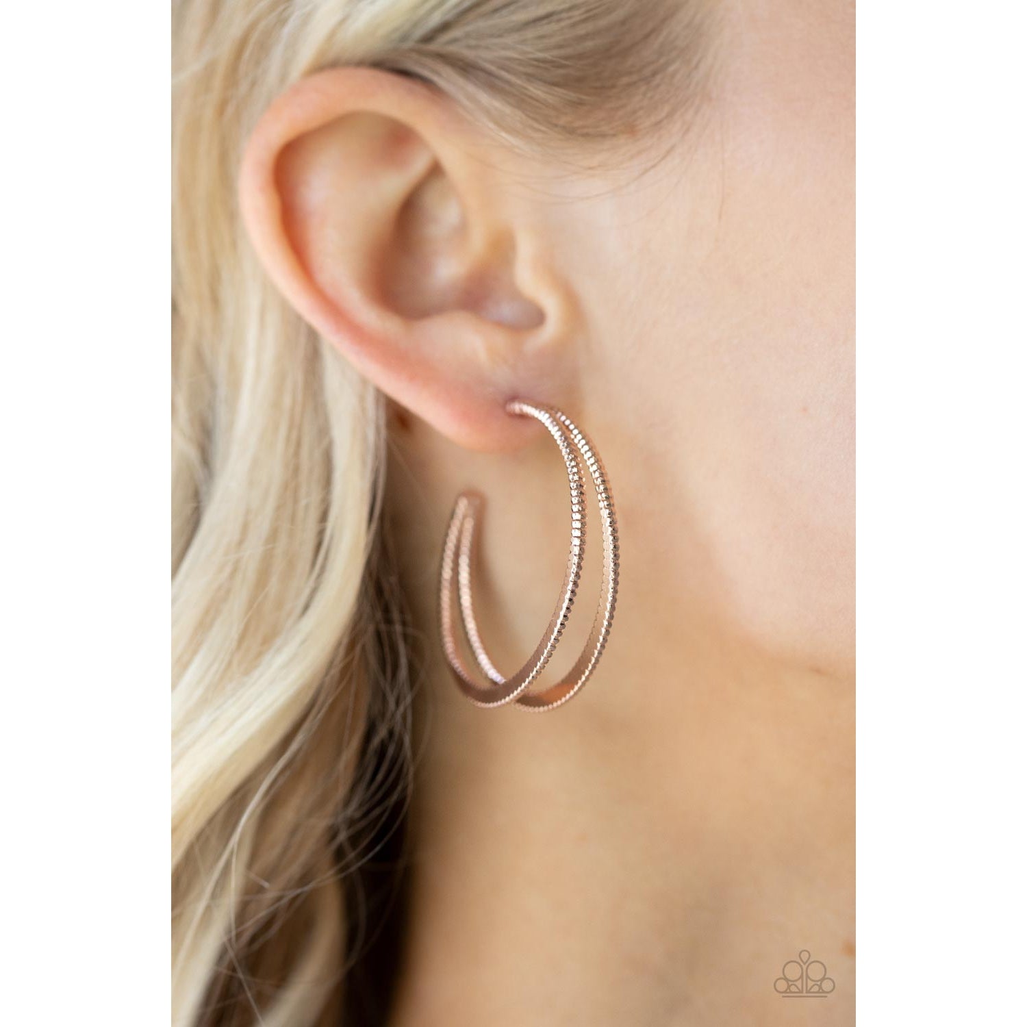 Rustic Curves - Rose Gold Earrings - Paparazzi Accessories - GlaMarous Titi Jewels