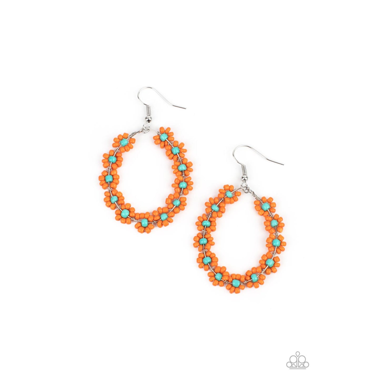 Festively Flower Child - Orange and Turquoise Earrings - Paparazzi Accessories - GlaMarous Titi Jewels