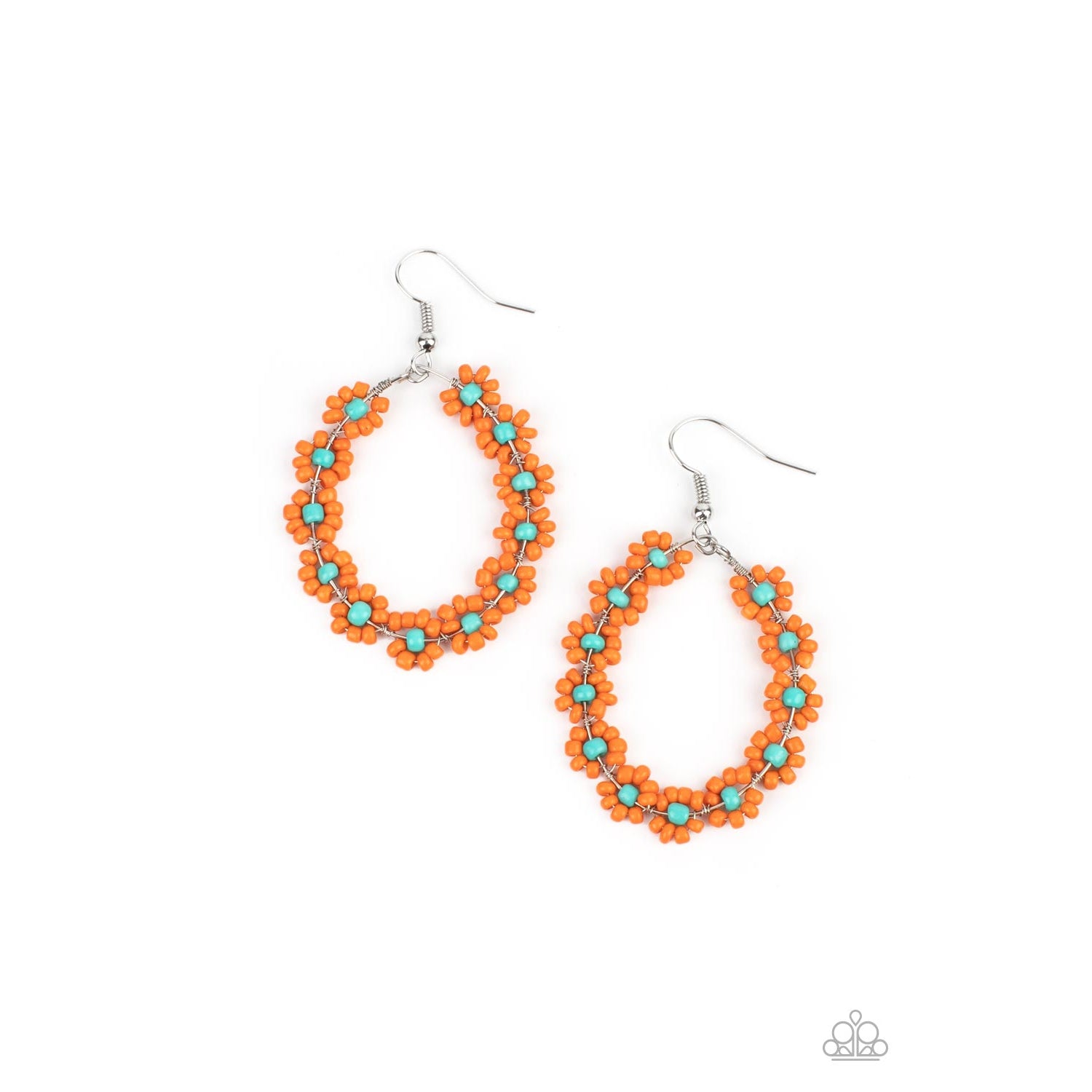 Festively Flower Child - Orange and Turquoise Earrings - Paparazzi Accessories - GlaMarous Titi Jewels