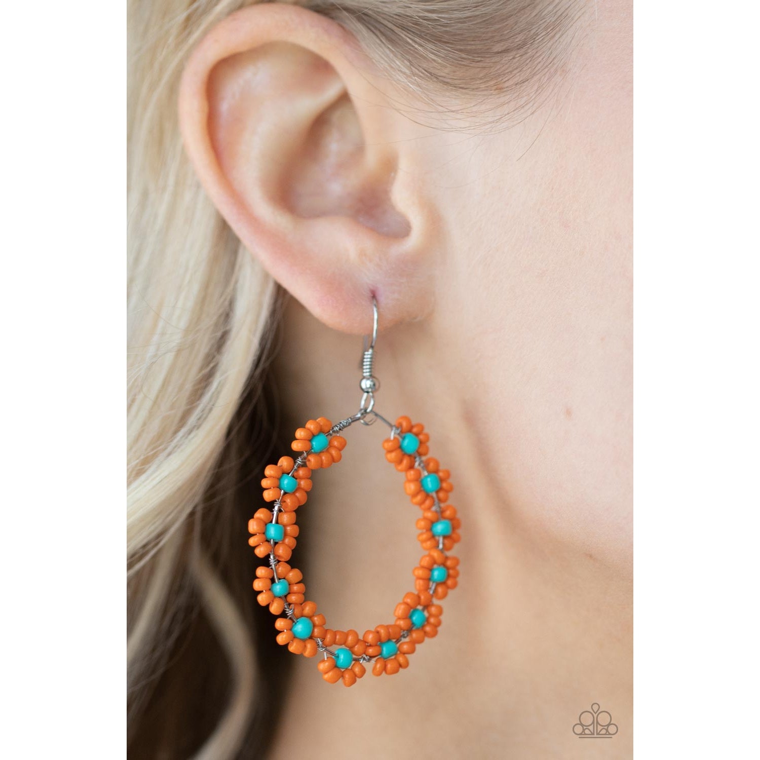 Festively Flower Child - Orange and Turquoise Earrings - Paparazzi Accessories - GlaMarous Titi Jewels