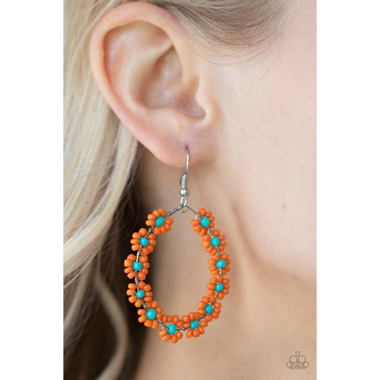 Festively Flower Child - Orange and Turquoise Earrings - Paparazzi Accessories - GlaMarous Titi Jewels