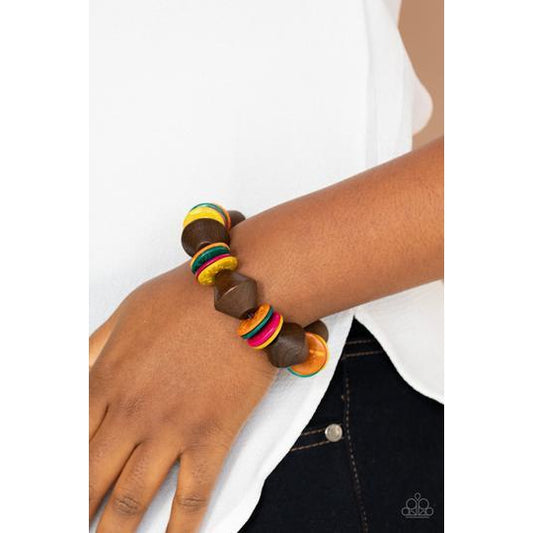 Bermuda Boardwalk - Multi Wooden Bracelet - Paparazzi Accessories - GlaMarous Titi Jewels