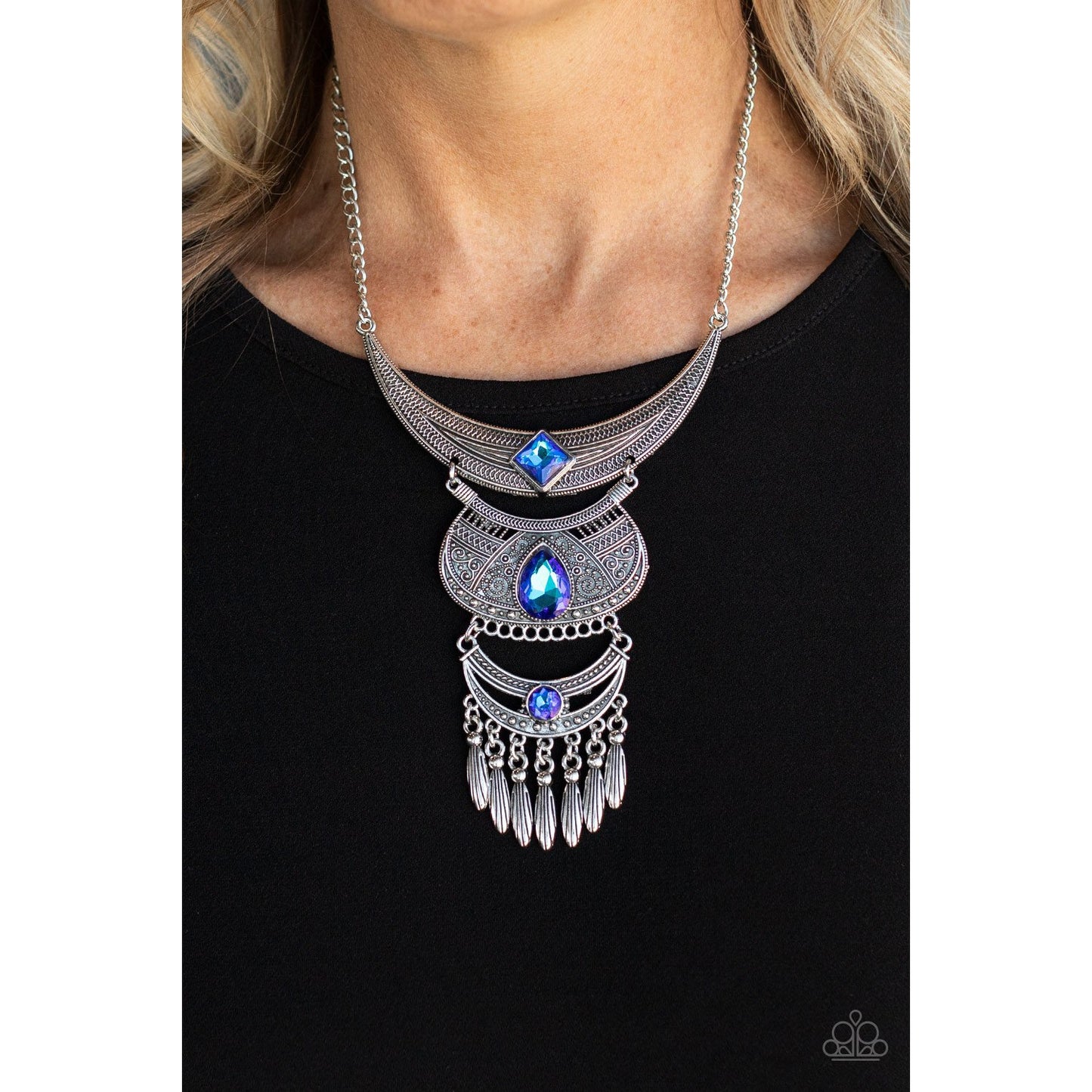 Lunar Enchantment - Blue Necklace - Paparazzi Accessories - GlaMarous Titi Jewels