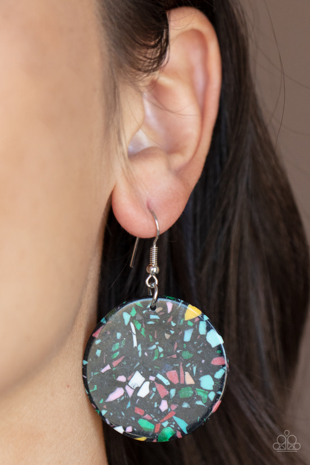 Tenaciously Terrazzo ♥ Black Earrings ♥ Paparazzi Accessories - GlaMarous Titi Jewels