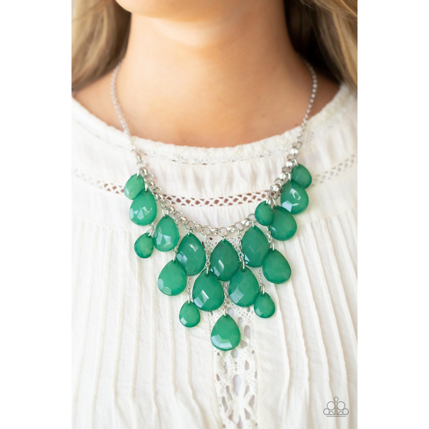 Front Row Flamboyance - Green Necklace - Paparazzi Accessories - GlaMarous Titi Jewels