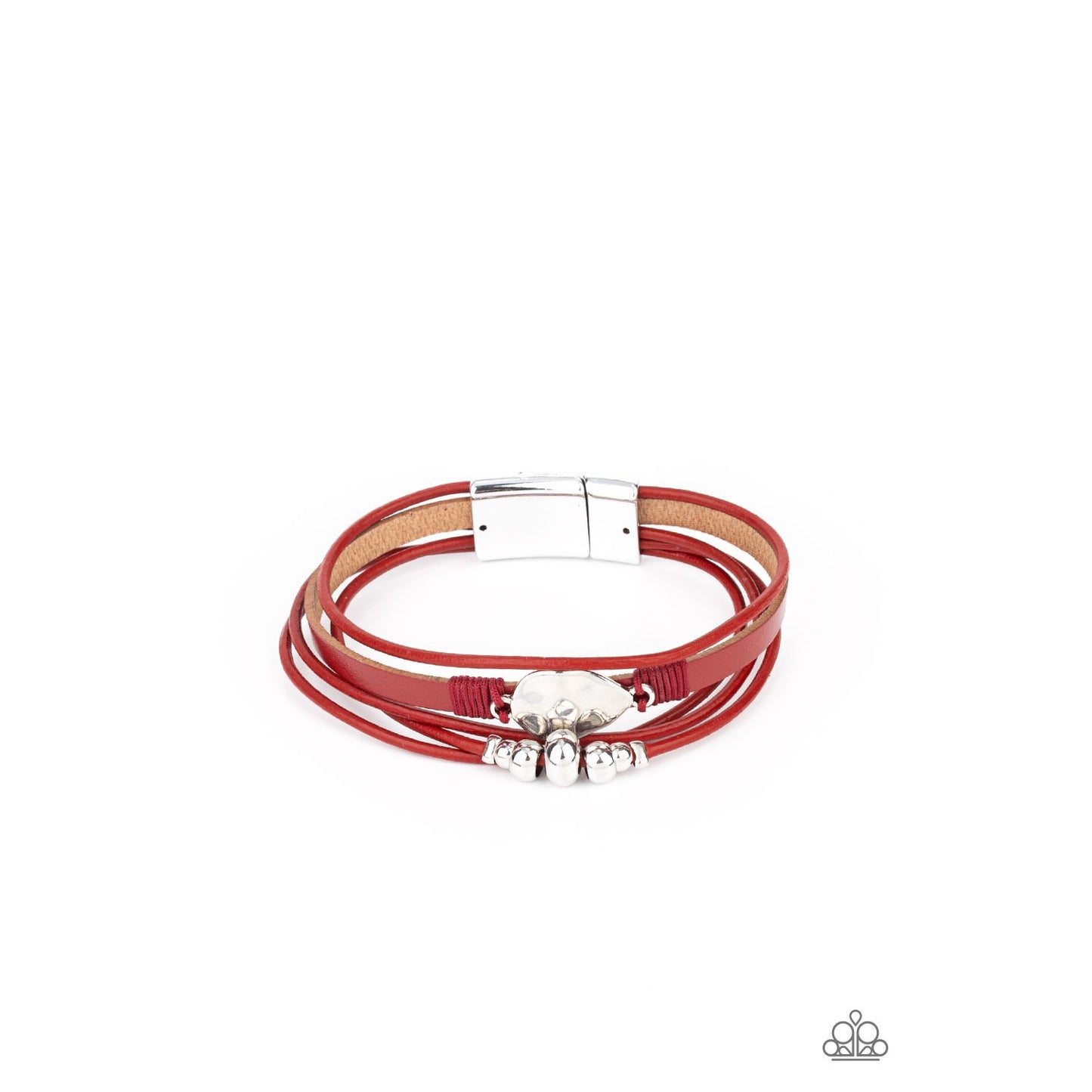 Tahoe Tourist - Red Leather Bracelet - Paparazzi Accessories - GlaMarous Titi Jewels