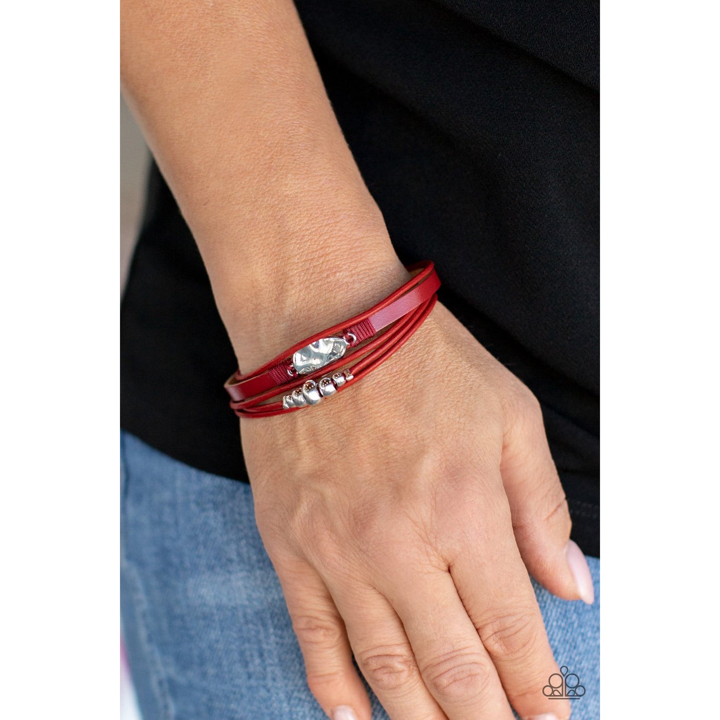 P9BA-RDXX-028XX Tahoe Tourist - Red Leather Bracelet - Paparazzi Accessories 