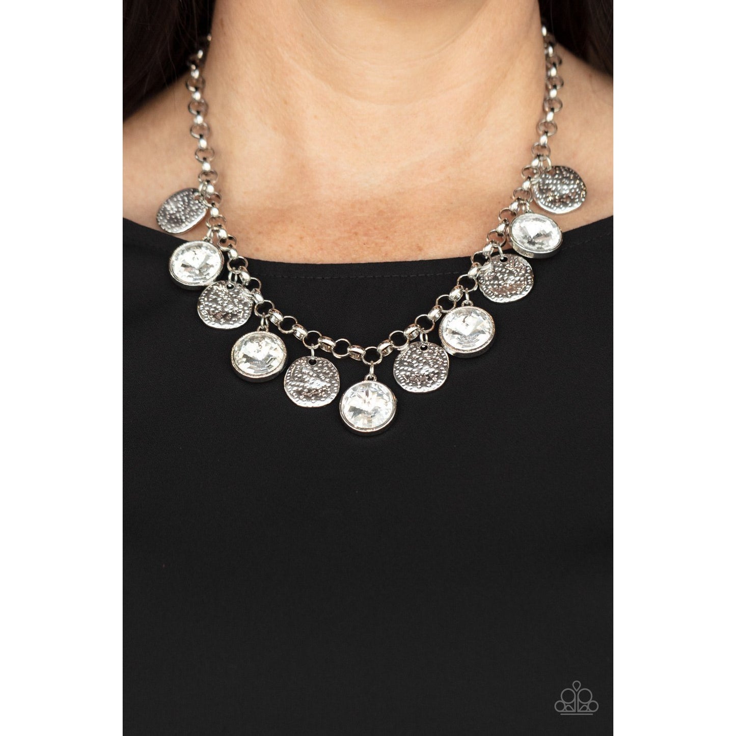 Spot on Sparkle - White Rhinestone Necklace - Paparazzi Accessories - GlaMarous Titi Jewels