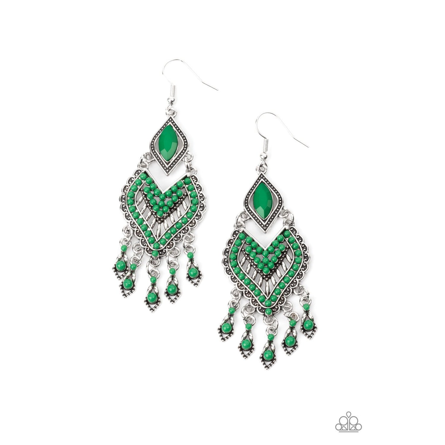 Dearly Debonair - Green Earrings - Paparazzi Accessories - GlaMarous Titi Jewels