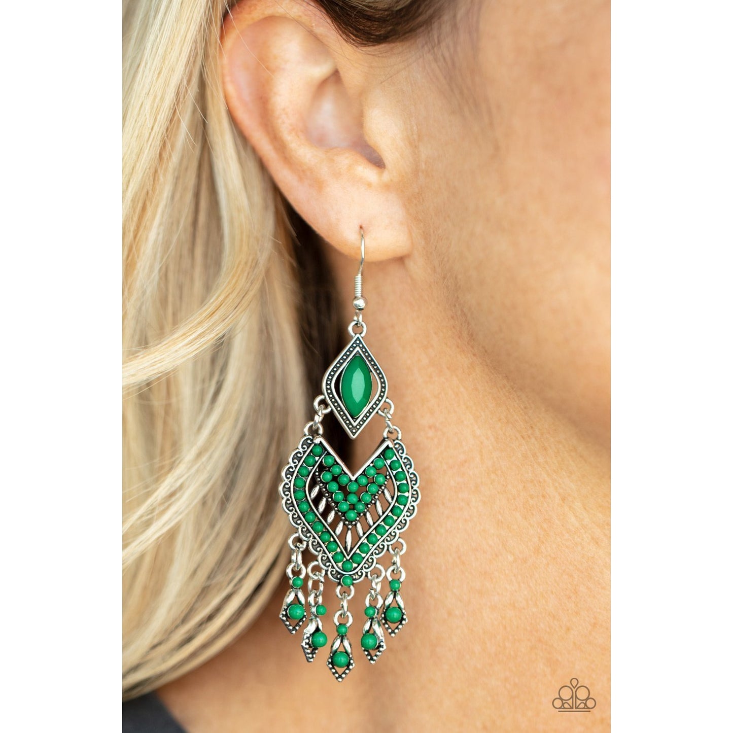 Dearly Debonair - Green Earrings - Paparazzi Accessories - GlaMarous Titi Jewels