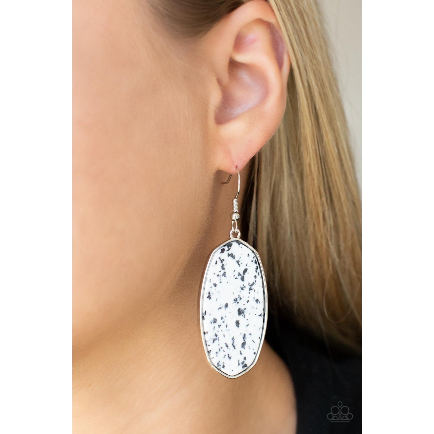 Stone Sculptures - White Earrings - Paparazzi Accessories - GlaMarous Titi Jewels