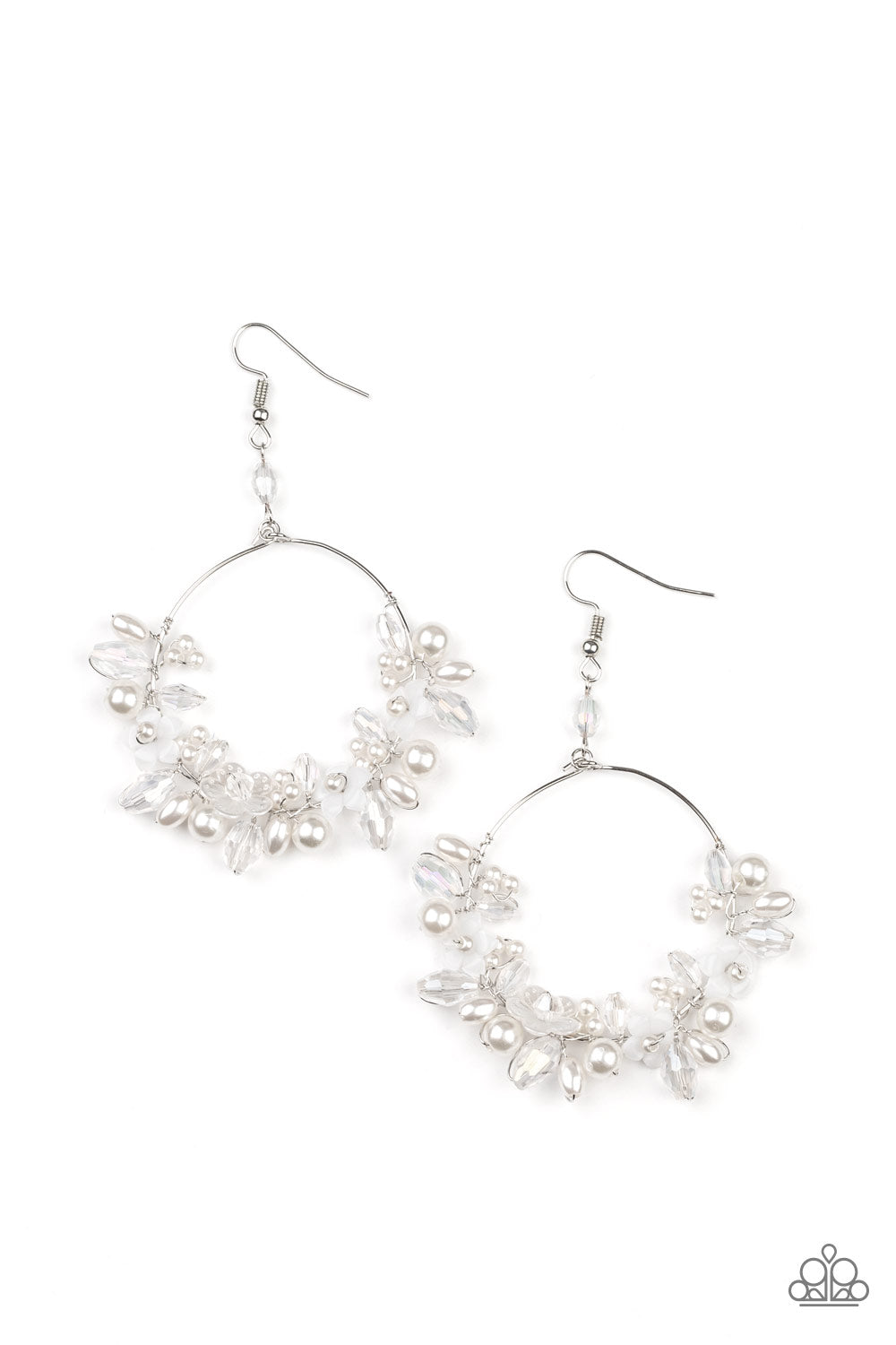 Floating Gardens - White Iridescent Earrings - Paparazzi Accessories - GlaMarous Titi Jewels