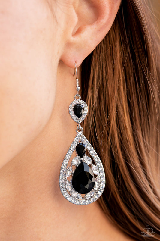 Posh Pageantry - Black Rhinestone Earrings - Paparazzi Accessories - GlaMarous Titi Jewels