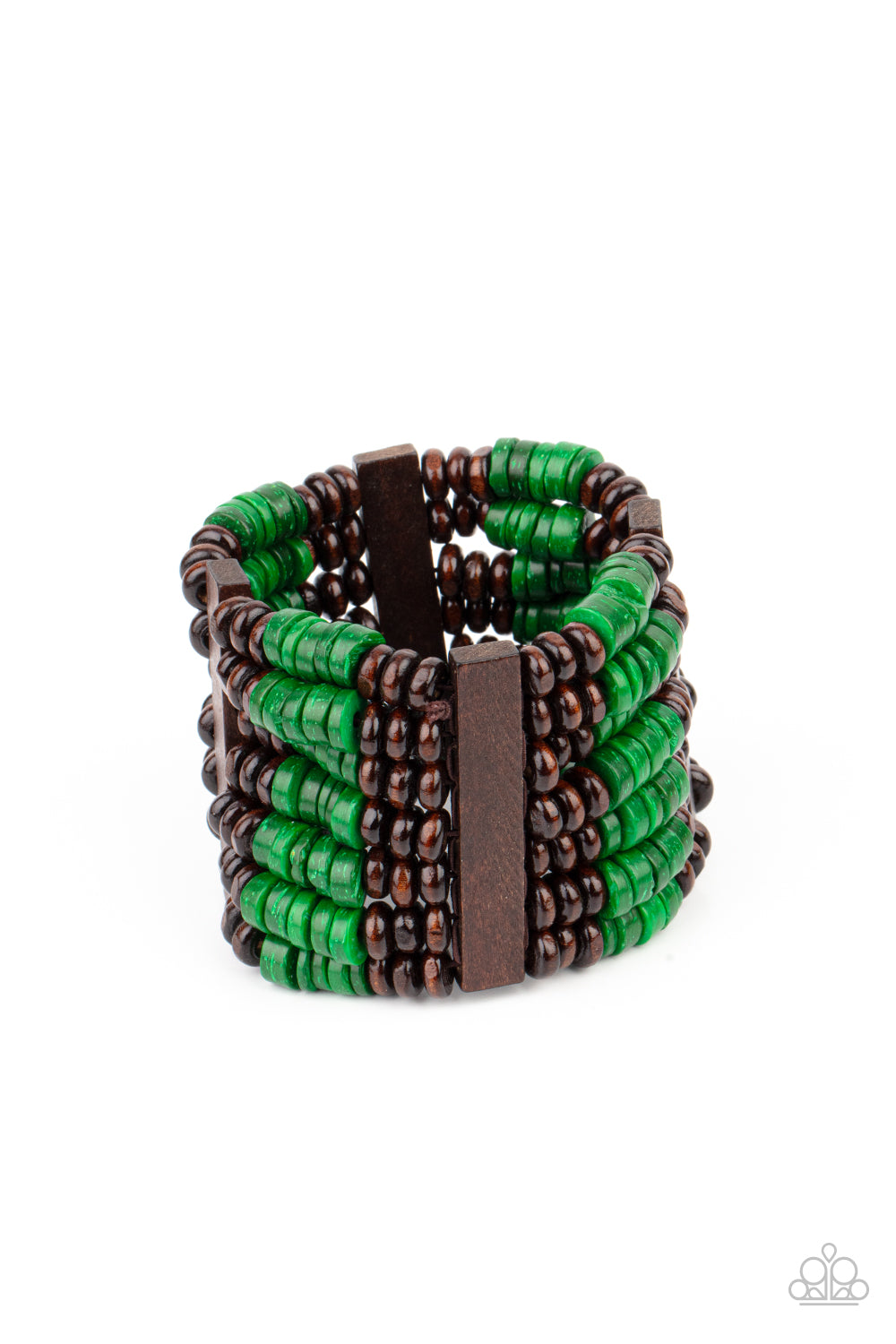 Vacay Vogue - Green Wooden Bracelet - Paparazzi Accessories - GlaMarous Titi Jewels