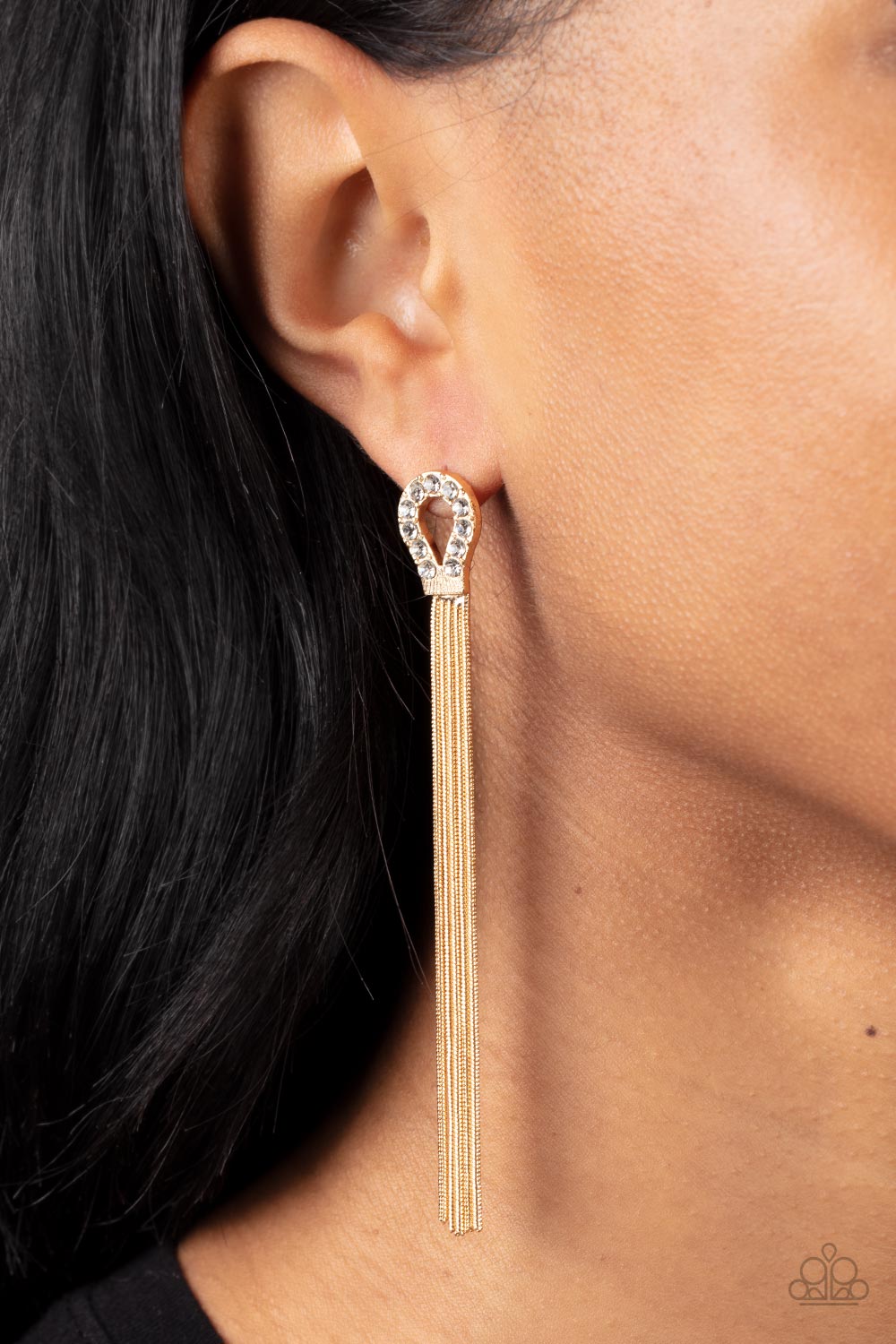 Dallas Debutante ♥ Gold Rhinestone Earrings ♥ Paparazzi Accessories - GlaMarous Titi Jewels