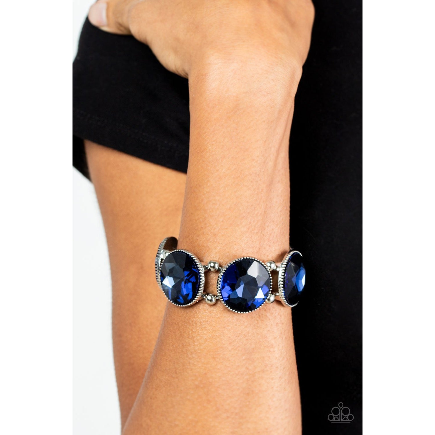 Powerhouse Hustle - Blue Rhinestone Bracelet - Paparazzi Accessories - GlaMarous Titi Jewels