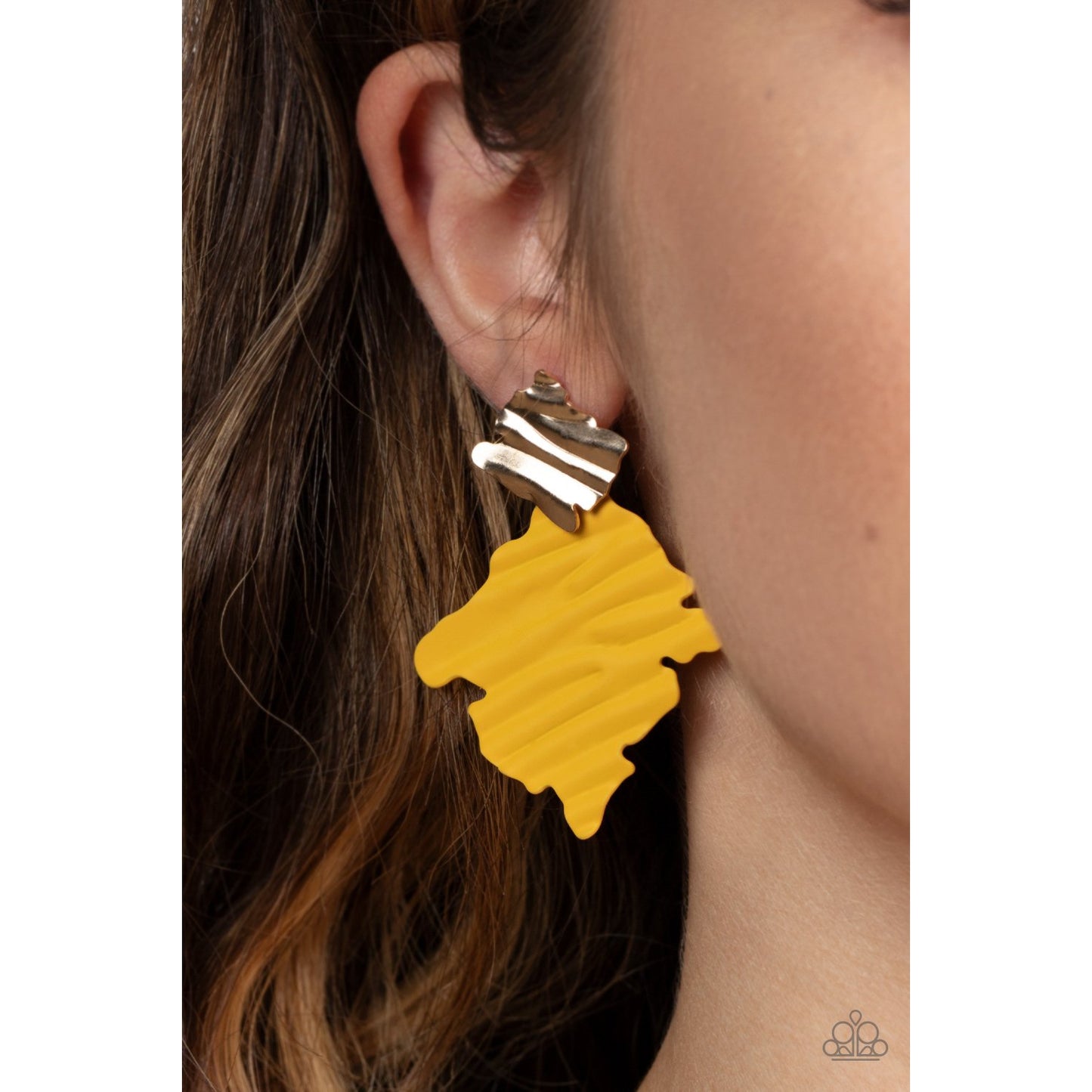 Crimped Couture - Yellow Earrings - Paparazzi Accessories - GlaMarous Titi Jewels