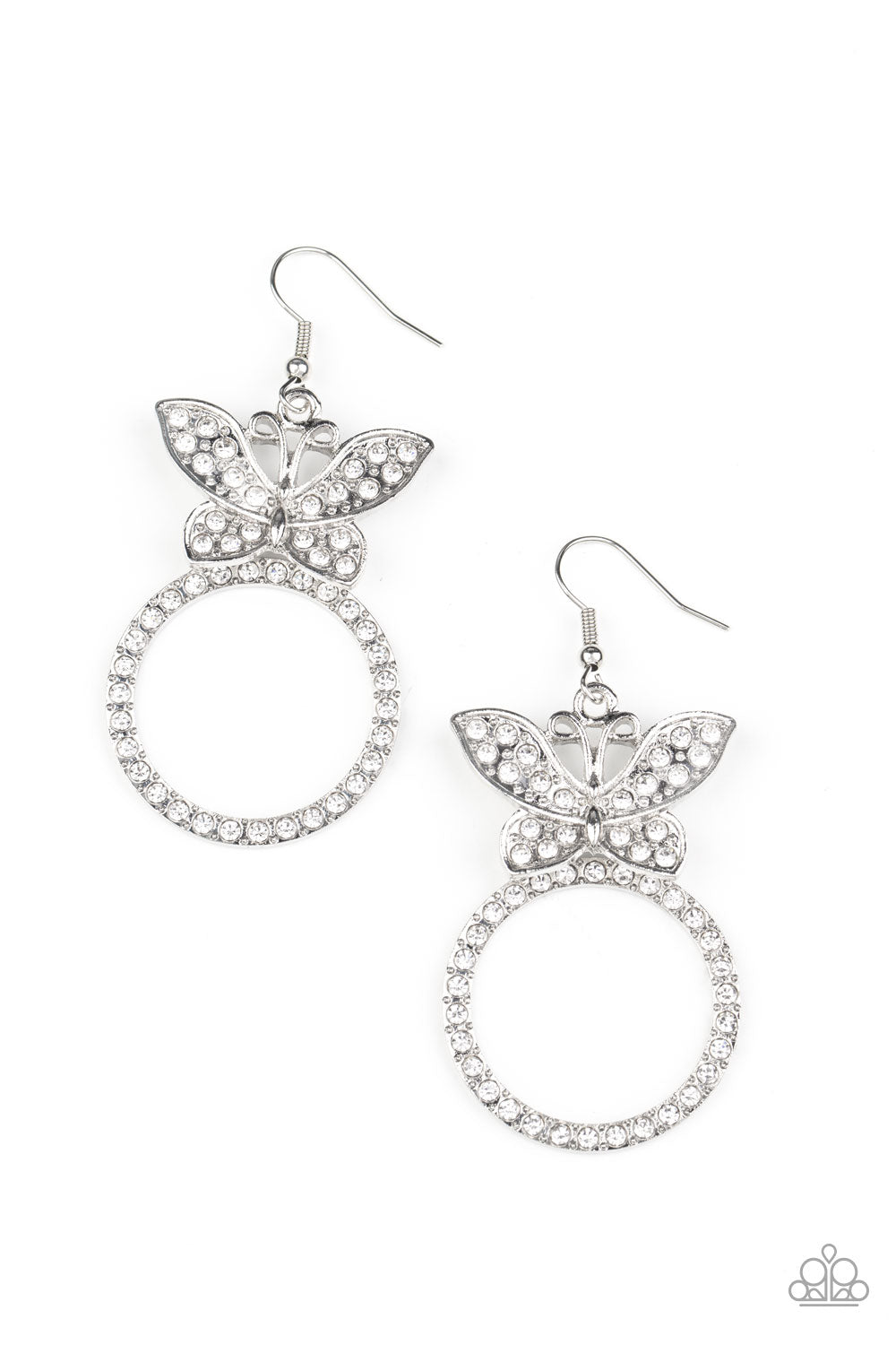 Paradise Found - White Rhinestone Earrings - Paparazzi Accessories - GlaMarous Titi Jewels