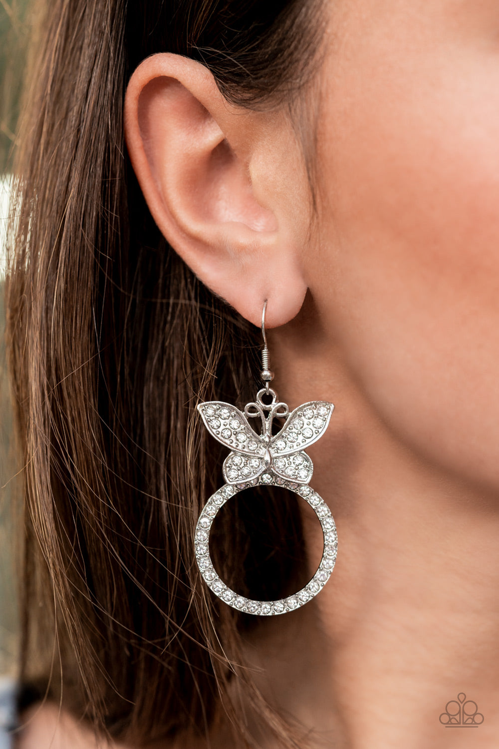 Paradise Found - White Rhinestone Earrings - Paparazzi Accessories - GlaMarous Titi Jewels