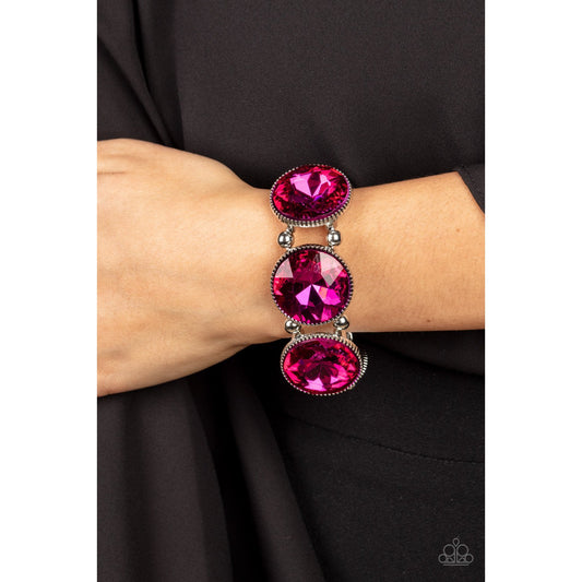 Powerhouse Hustle - Pink Rhinestone Bracelet - Paparazzi Accessories - GlaMarous Titi Jewels