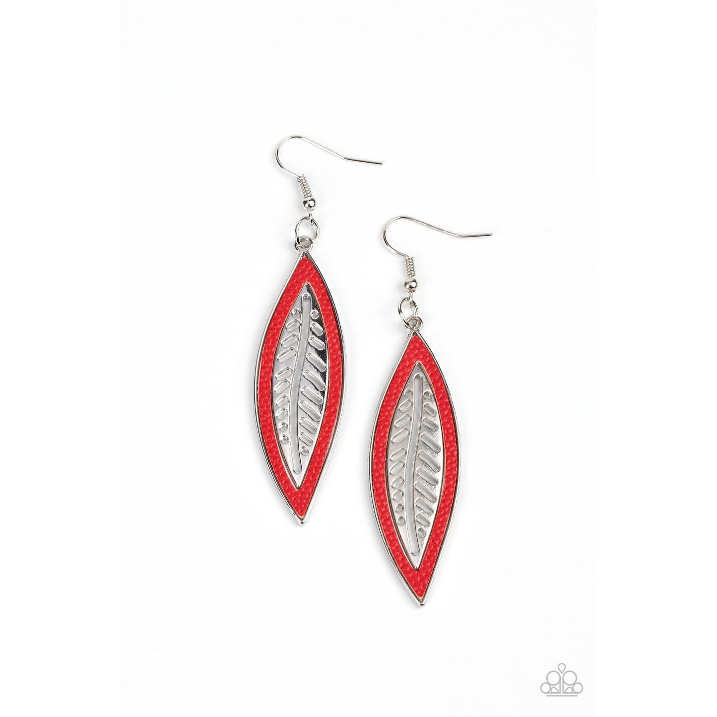 Leather Lagoon - Red Earrings - Paparazzi Accessories - GlaMarous Titi Jewels