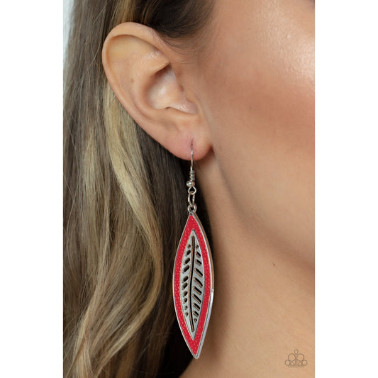 Leather Lagoon - Red Earrings - Paparazzi Accessories - GlaMarous Titi Jewels