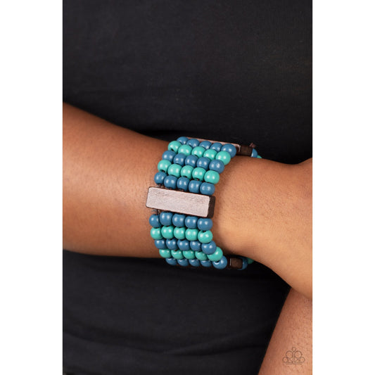 Island Soul - Blue Wooden Bracelet - Paparazzi Accessories - GlaMarous Titi Jewels