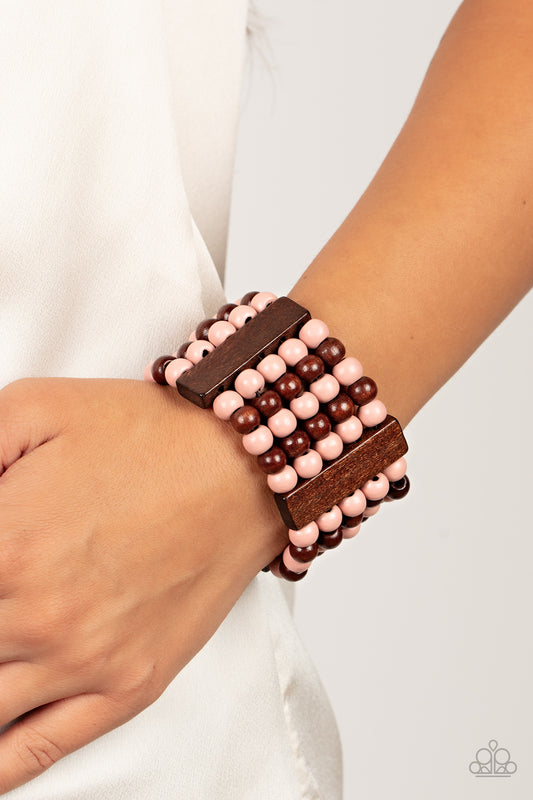 Island Soul - Pink Wooden Bracelet - Paparazzi Accessories - GlaMarous Titi Jewels