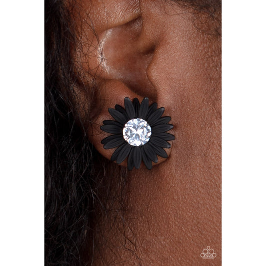 Sunshiny DAIS-y - Black Earrings - Paparazzi Accessories - GlaMarous Titi Jewels