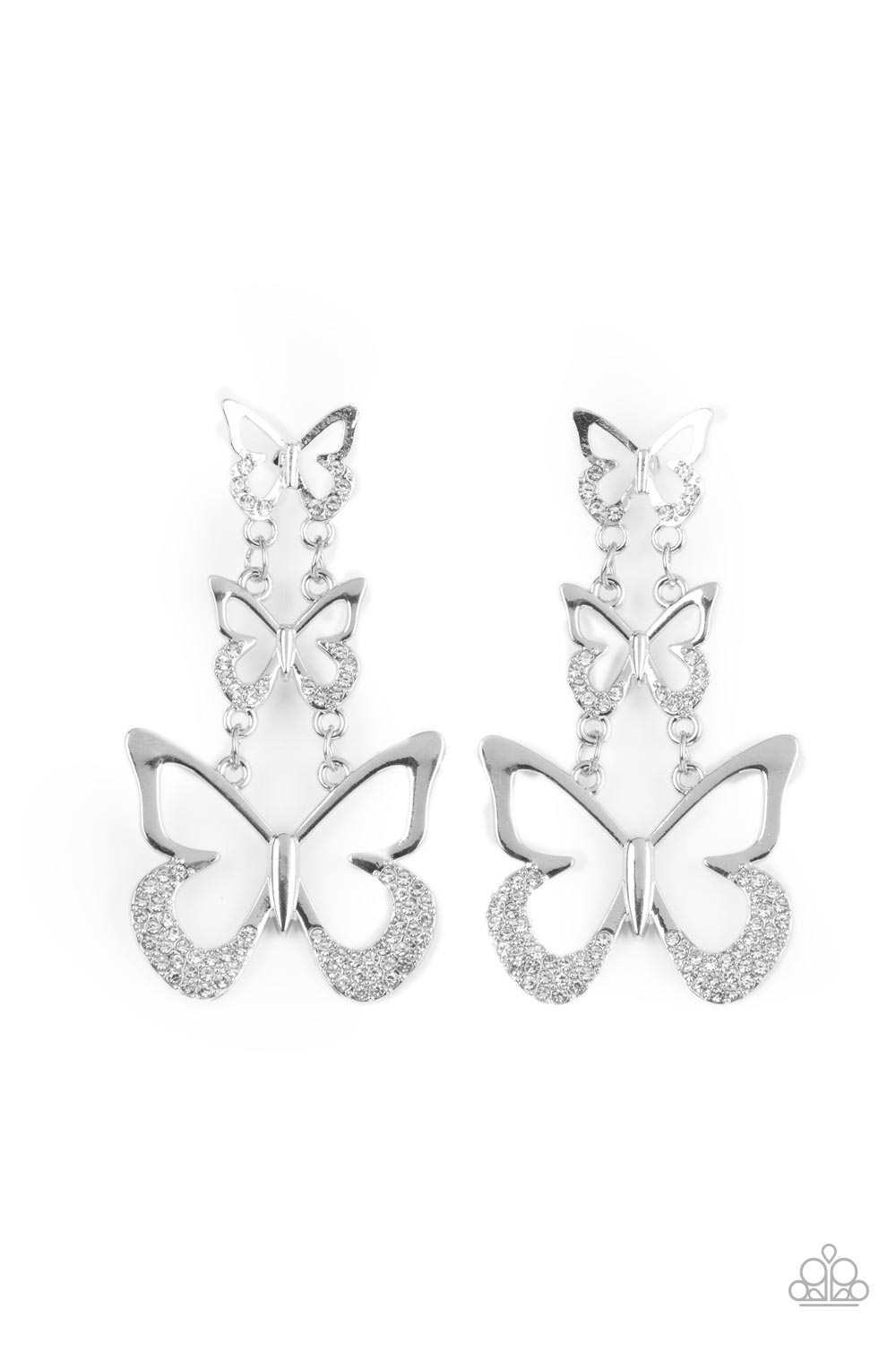 Flamboyant Flutter - White Rhinestone Earrings - Paparazzi Accessories - GlaMarous Titi Jewels