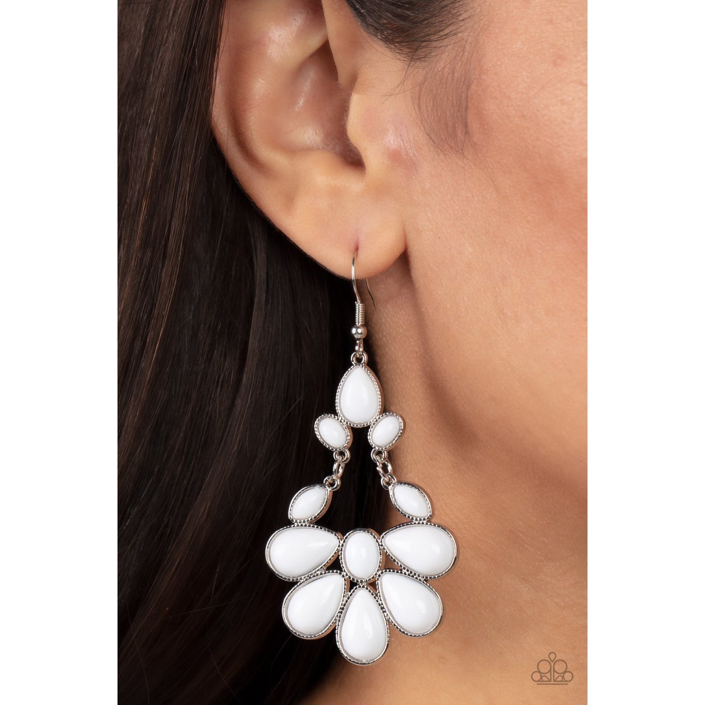 Colorfully Canopy - White Earrings - Paparazzi Accessories - GlaMarous Titi Jewels