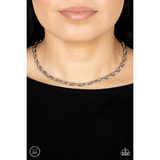 Urban Underdog - Silver Choker - Paparazzi Accessories - GlaMarous Titi Jewels