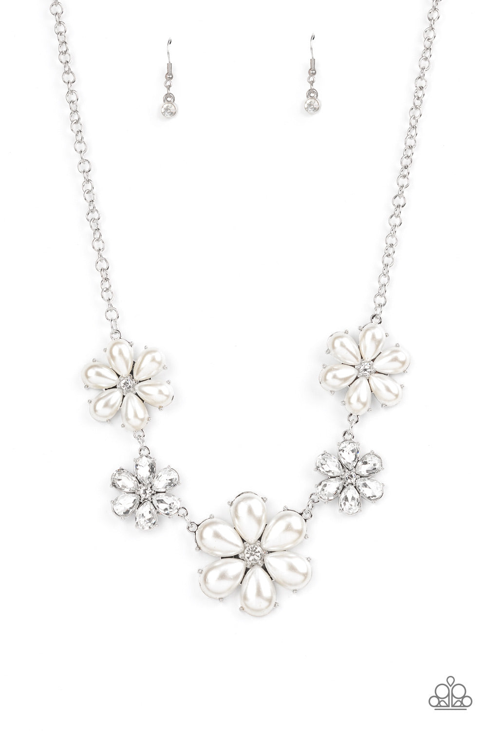 Fiercely Flowering - White Necklace - Paparazzi Accessories - GlaMarous Titi Jewels
