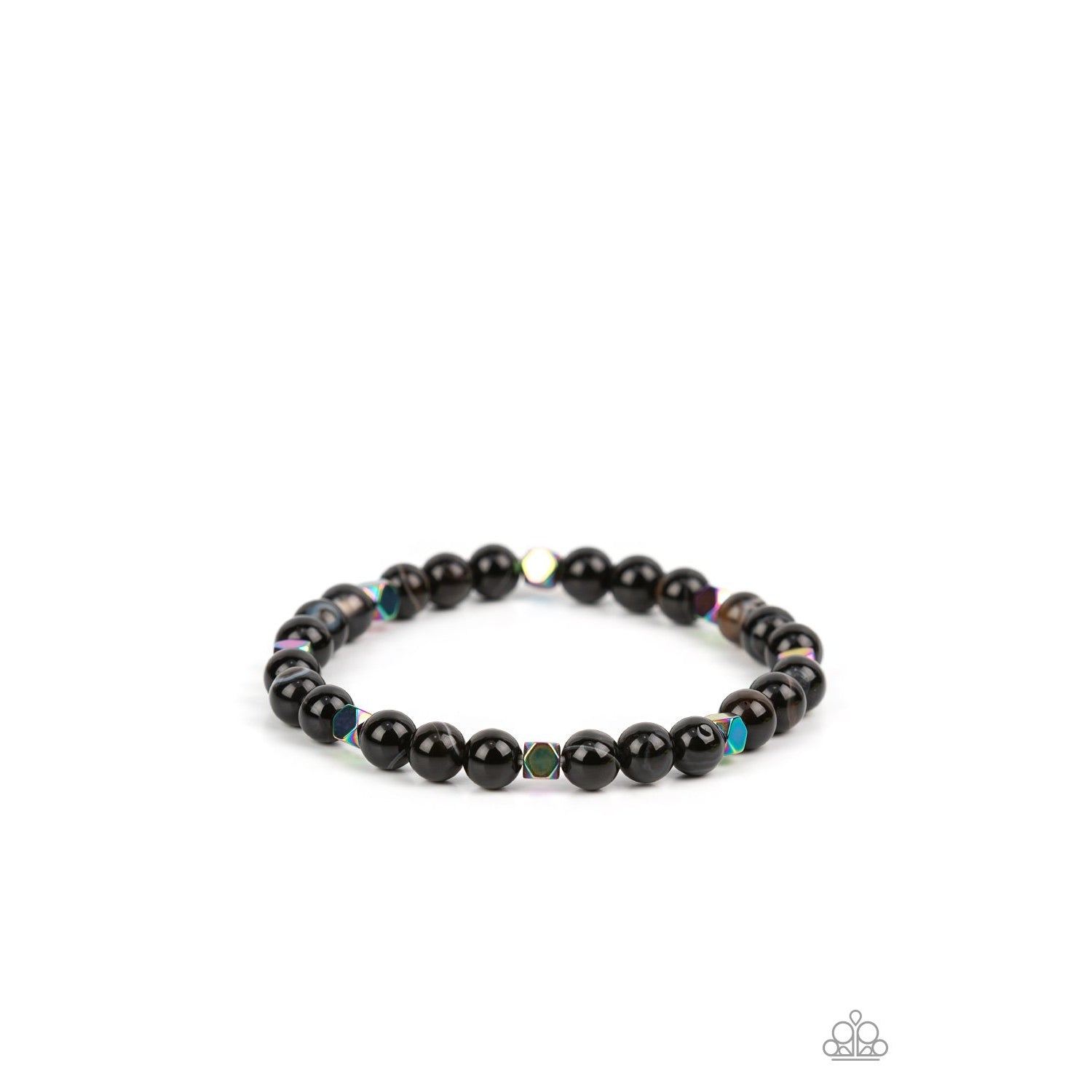 Interstellar Solitude - Black Stone Oil Spill Bracelet - Paparazzi Accessories - GlaMarous Titi Jewels