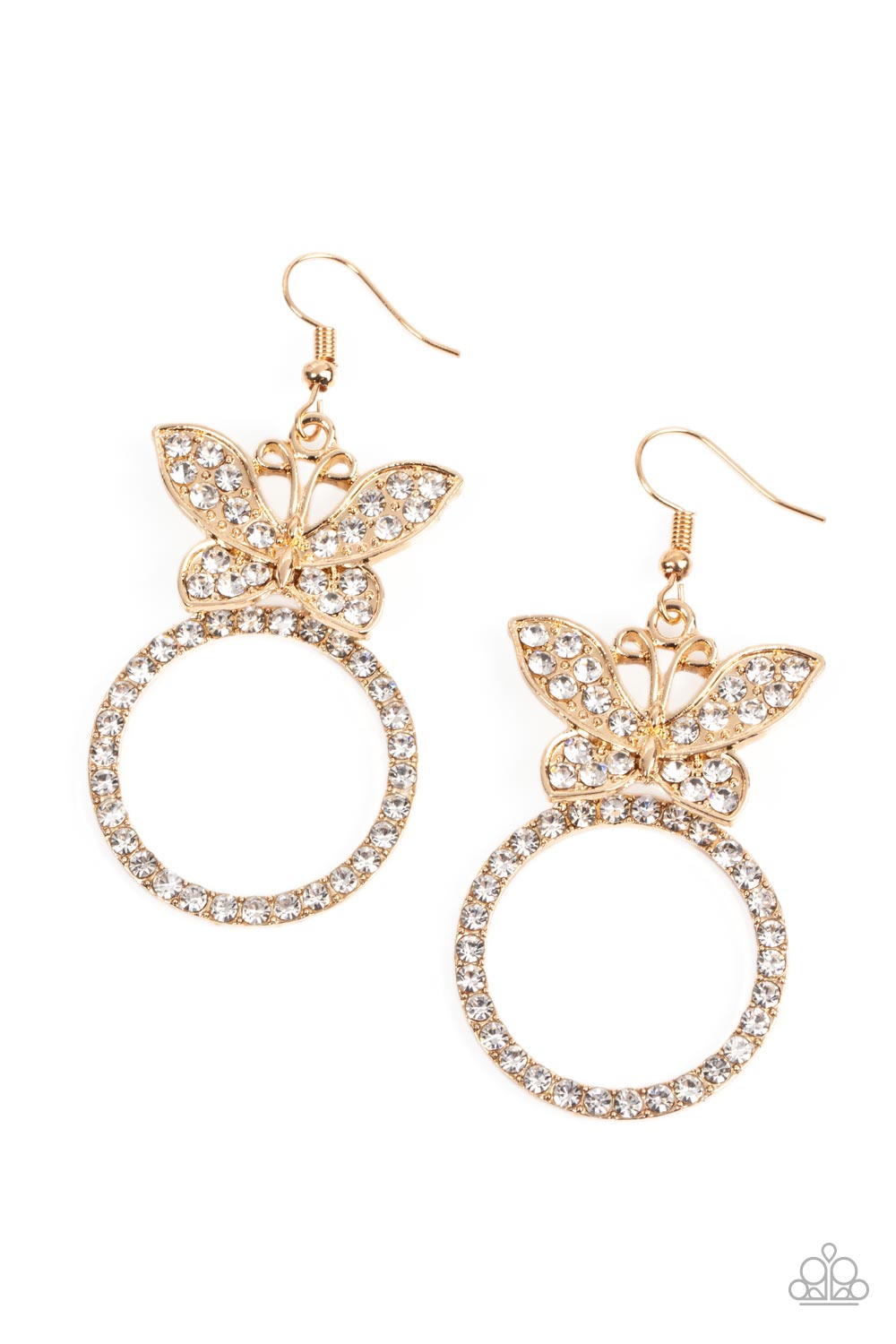 Paradise Found - Gold and Rhinestone Earrings- Paparazzi Accessories - GlaMarous Titi Jewels