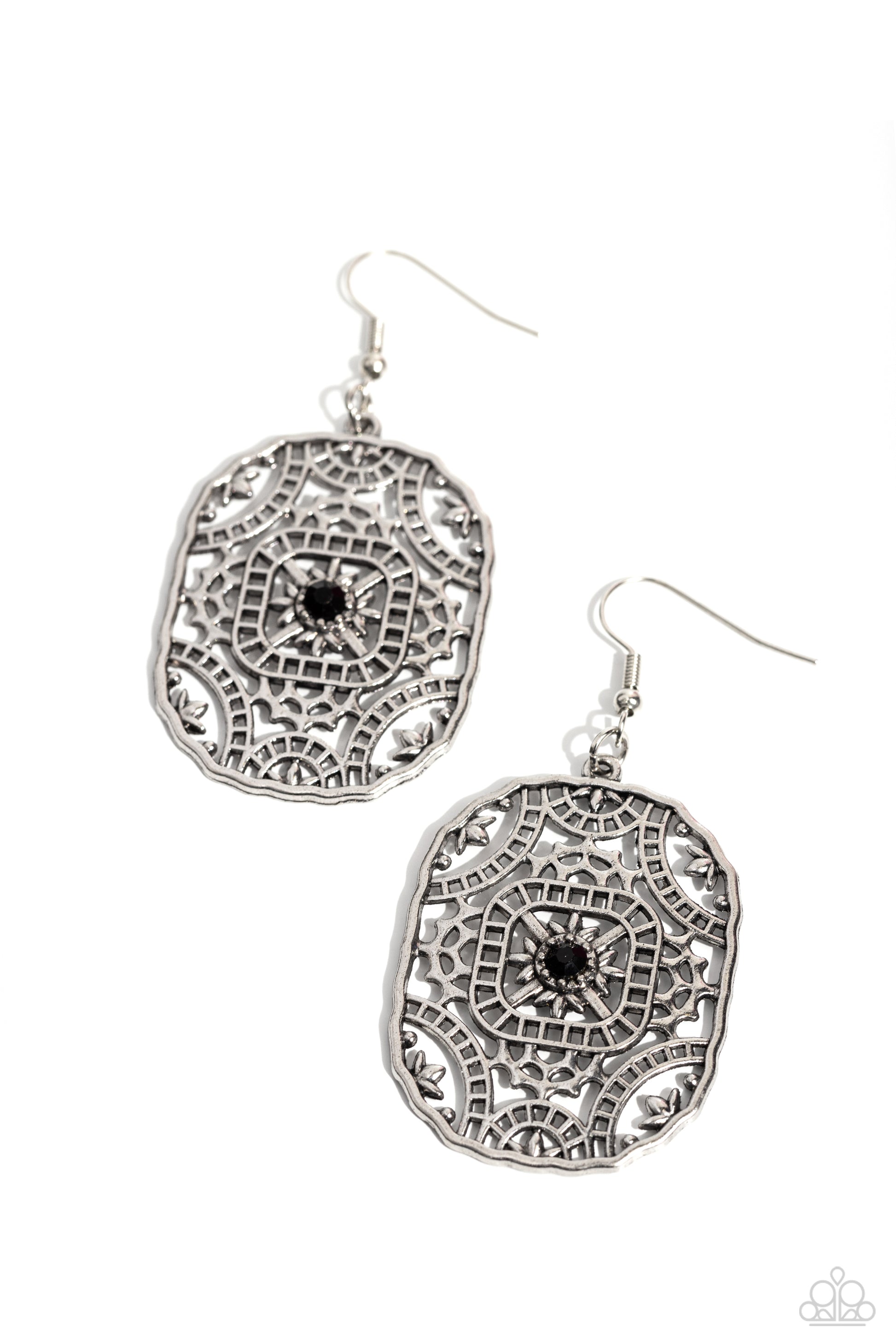 Paparazzi Greco-Roman Romance - Black Earrings