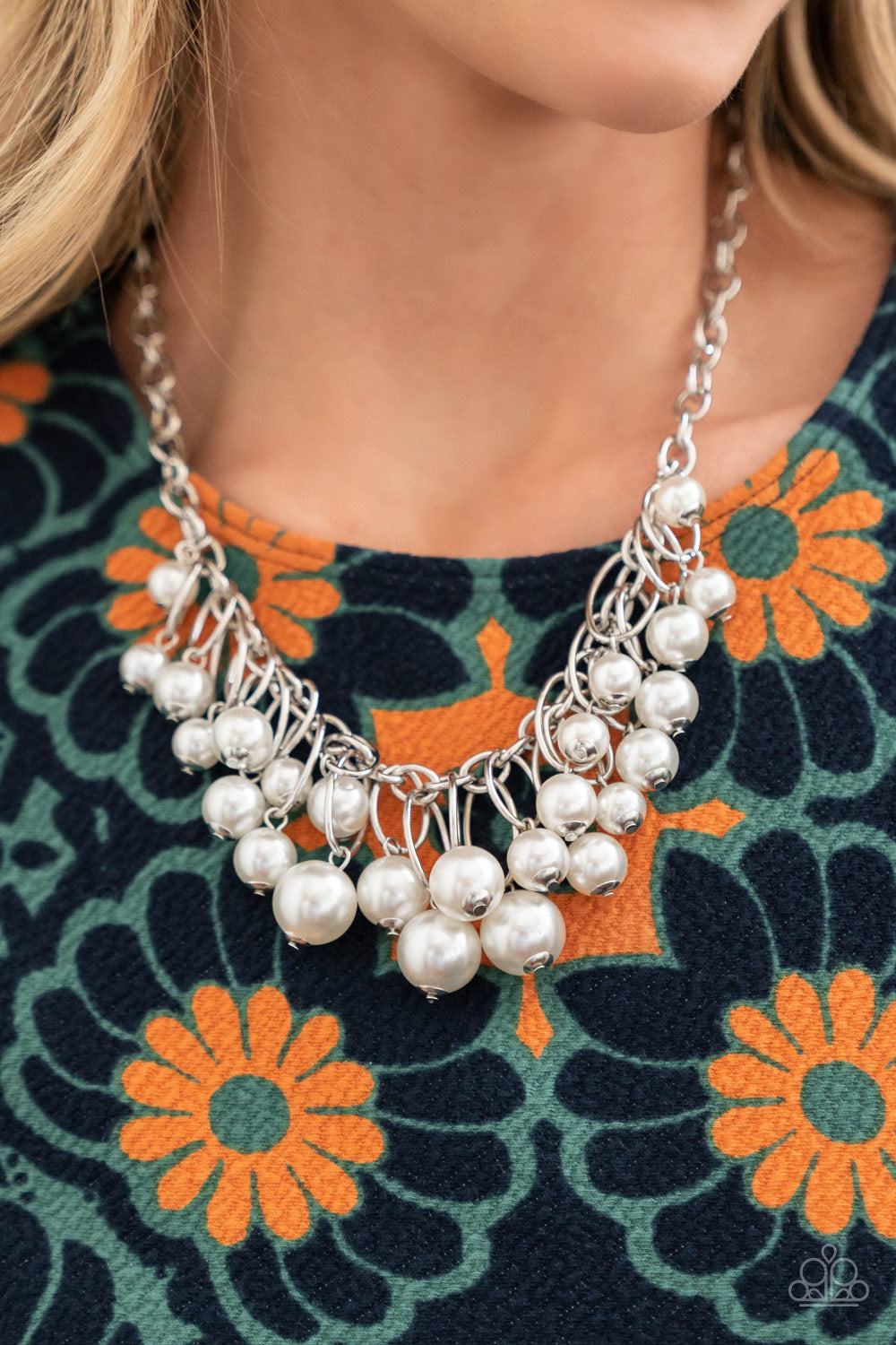 Powerhouse Pose - White Pearl Necklace - Paparazzi Accessories - GlaMarous Titi Jewels