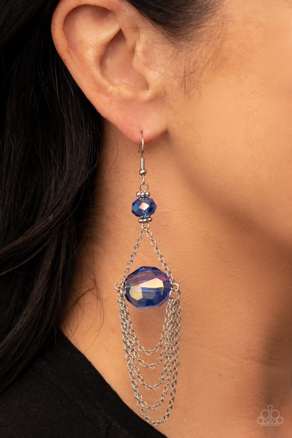 Ethereally Extravagant ♥ Blue Iridescent Earrings ♥ Paparazzi Accessories - GlaMarous Titi Jewels