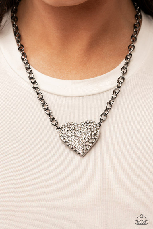 Heartbreakingly Blingy - Black Rhinestone Necklace - Paparazzi Accessories - GlaMarous Titi Jewels